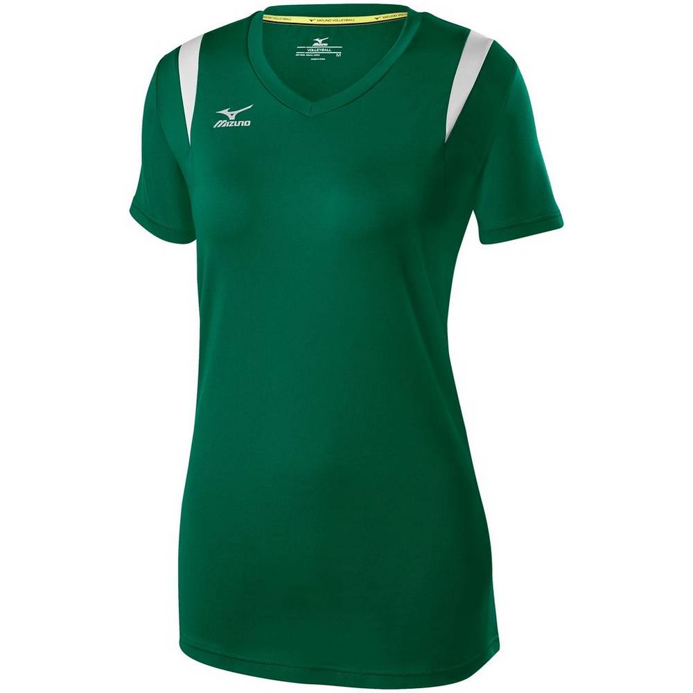 Camisas Mizuno Voleibol Balboa 5.0 Long Sleeve - Mulher - Verdes/Prateadas - ZCLUV0824